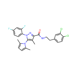 Cc1c(C(=O)NCCc2ccc(Cl)c(Cl)c2)nn(-c2ccc(F)cc2F)c1-n1c(C)ccc1C ZINC000045288415