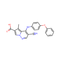 Cc1c(C(=O)O)cn2ncc(C#N)c(Nc3ccc(Oc4ccccc4)cc3)c12 ZINC000028567943