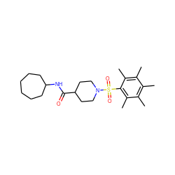 Cc1c(C)c(C)c(S(=O)(=O)N2CCC(C(=O)NC3CCCCCC3)CC2)c(C)c1C ZINC000073220032