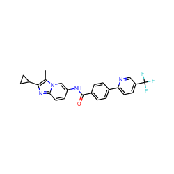 Cc1c(C2CC2)nc2ccc(NC(=O)c3ccc(-c4ccc(C(F)(F)F)cn4)cc3)cn12 ZINC000043077606