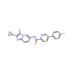 Cc1c(C2CC2)nc2ccc(NC(=O)c3ccc(-c4ccc(F)cc4)cn3)cn12 ZINC000043079622
