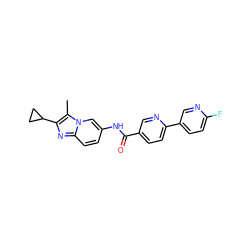 Cc1c(C2CC2)nc2ccc(NC(=O)c3ccc(-c4ccc(F)nc4)nc3)cn12 ZINC000043063453