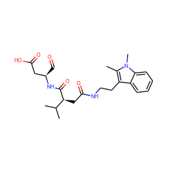 Cc1c(CCNC(=O)C[C@H](C(=O)N[C@H](C=O)CC(=O)O)C(C)C)c2ccccc2n1C ZINC000058592872