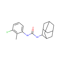 Cc1c(Cl)cccc1NC(=O)NC1C2CC3CC(C2)CC1C3 ZINC000072114587
