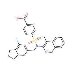 Cc1c(N(Cc2cc(F)c3c(c2)CCC3)S(=O)(=O)c2ccc(C(=O)O)cc2)ncc2ccccc12 ZINC000261119706