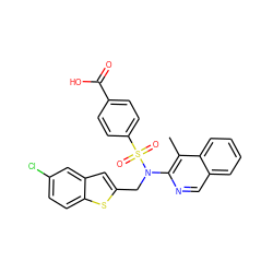 Cc1c(N(Cc2cc3cc(Cl)ccc3s2)S(=O)(=O)c2ccc(C(=O)O)cc2)ncc2ccccc12 ZINC000261153406