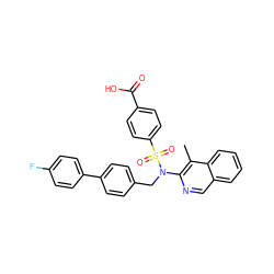 Cc1c(N(Cc2ccc(-c3ccc(F)cc3)cc2)S(=O)(=O)c2ccc(C(=O)O)cc2)ncc2ccccc12 ZINC000216502097
