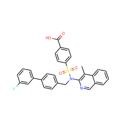 Cc1c(N(Cc2ccc(-c3cccc(F)c3)cc2)S(=O)(=O)c2ccc(C(=O)O)cc2)ncc2ccccc12 ZINC000204358888