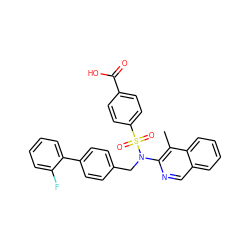 Cc1c(N(Cc2ccc(-c3ccccc3F)cc2)S(=O)(=O)c2ccc(C(=O)O)cc2)ncc2ccccc12 ZINC000261143959