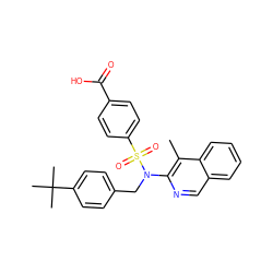 Cc1c(N(Cc2ccc(C(C)(C)C)cc2)S(=O)(=O)c2ccc(C(=O)O)cc2)ncc2ccccc12 ZINC000203664291