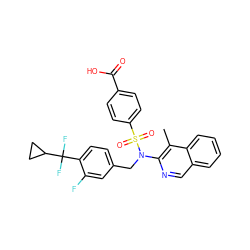 Cc1c(N(Cc2ccc(C(F)(F)C3CC3)c(F)c2)S(=O)(=O)c2ccc(C(=O)O)cc2)ncc2ccccc12 ZINC000203669284