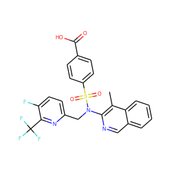 Cc1c(N(Cc2ccc(F)c(C(F)(F)F)n2)S(=O)(=O)c2ccc(C(=O)O)cc2)ncc2ccccc12 ZINC000203768143