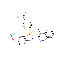 Cc1c(N(Cc2ccc(OC(F)(F)F)c(F)c2)S(=O)(=O)c2ccc(C(=O)O)cc2)ncc2ccccc12 ZINC000203662891