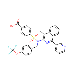 Cc1c(N(Cc2ccc(OC(F)(F)F)cc2)S(=O)(=O)c2ccc(C(=O)O)cc2)nc(-c2cccnc2)c2ccccc12 ZINC000261163396