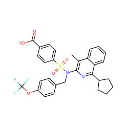 Cc1c(N(Cc2ccc(OC(F)(F)F)cc2)S(=O)(=O)c2ccc(C(=O)O)cc2)nc(C2CCCC2)c2ccccc12 ZINC000261118416