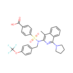 Cc1c(N(Cc2ccc(OC(F)(F)F)cc2)S(=O)(=O)c2ccc(C(=O)O)cc2)nc(N2CCCC2)c2ccccc12 ZINC000203772386