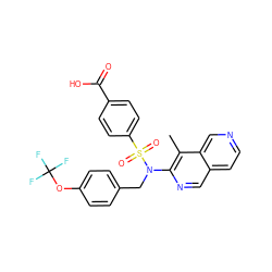 Cc1c(N(Cc2ccc(OC(F)(F)F)cc2)S(=O)(=O)c2ccc(C(=O)O)cc2)ncc2ccncc12 ZINC000473224159