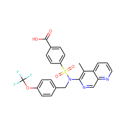Cc1c(N(Cc2ccc(OC(F)(F)F)cc2)S(=O)(=O)c2ccc(C(=O)O)cc2)ncc2ncccc12 ZINC000473224141