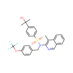 Cc1c(N(Cc2ccc(OC(F)(F)F)cc2)S(=O)(=O)c2ccc(C(C)(C)O)cc2)ncc2ccccc12 ZINC000224859015