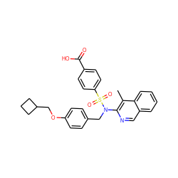 Cc1c(N(Cc2ccc(OCC3CCC3)cc2)S(=O)(=O)c2ccc(C(=O)O)cc2)ncc2ccccc12 ZINC000473194445