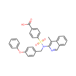 Cc1c(N(Cc2ccc(Oc3ccccc3)cc2)S(=O)(=O)c2ccc(C(=O)O)cc2)ncc2ccccc12 ZINC000261179624