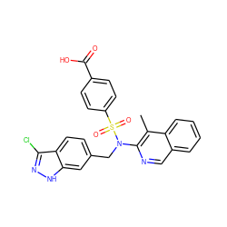 Cc1c(N(Cc2ccc3c(Cl)n[nH]c3c2)S(=O)(=O)c2ccc(C(=O)O)cc2)ncc2ccccc12 ZINC000261159841