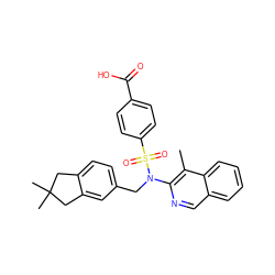 Cc1c(N(Cc2ccc3c(c2)CC(C)(C)C3)S(=O)(=O)c2ccc(C(=O)O)cc2)ncc2ccccc12 ZINC000203666915