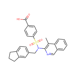 Cc1c(N(Cc2ccc3c(c2)CCC3)S(=O)(=O)c2ccc(C(=O)O)cc2)ncc2ccccc12 ZINC000203665577