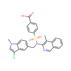 Cc1c(N(Cc2ccc3c(c2)c(Cl)cn3C)S(=O)(=O)c2ccc(C(=O)O)cc2)ncc2ccccc12 ZINC000261186731