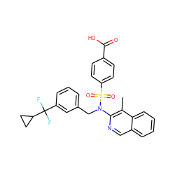 Cc1c(N(Cc2cccc(C(F)(F)C3CC3)c2)S(=O)(=O)c2ccc(C(=O)O)cc2)ncc2ccccc12 ZINC000261146273