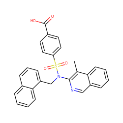 Cc1c(N(Cc2cccc3ccccc23)S(=O)(=O)c2ccc(C(=O)O)cc2)ncc2ccccc12 ZINC000261091690
