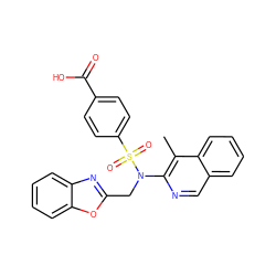 Cc1c(N(Cc2nc3ccccc3o2)S(=O)(=O)c2ccc(C(=O)O)cc2)ncc2ccccc12 ZINC000261087654