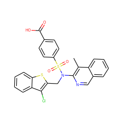 Cc1c(N(Cc2sc3ccccc3c2Cl)S(=O)(=O)c2ccc(C(=O)O)cc2)ncc2ccccc12 ZINC000261172570
