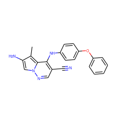 Cc1c(N)cn2ncc(C#N)c(Nc3ccc(Oc4ccccc4)cc3)c12 ZINC000028567996