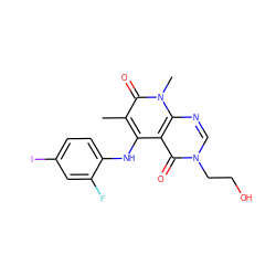 Cc1c(Nc2ccc(I)cc2F)c2c(=O)n(CCO)cnc2n(C)c1=O ZINC000066076517