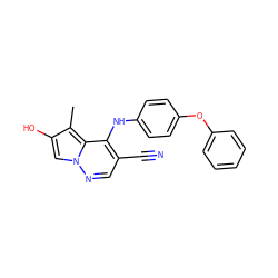 Cc1c(O)cn2ncc(C#N)c(Nc3ccc(Oc4ccccc4)cc3)c12 ZINC000028567990