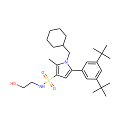 Cc1c(S(=O)(=O)NCCO)cc(-c2cc(C(C)(C)C)cc(C(C)(C)C)c2)n1CC1CCCCC1 ZINC000203531580