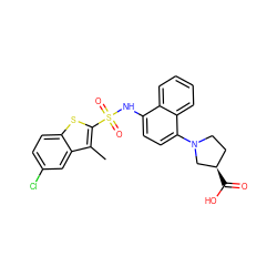 Cc1c(S(=O)(=O)Nc2ccc(N3CC[C@@H](C(=O)O)C3)c3ccccc23)sc2ccc(Cl)cc12 ZINC000653822837