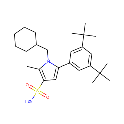 Cc1c(S(N)(=O)=O)cc(-c2cc(C(C)(C)C)cc(C(C)(C)C)c2)n1CC1CCCCC1 ZINC000203727773