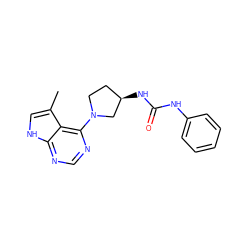 Cc1c[nH]c2ncnc(N3CC[C@@H](NC(=O)Nc4ccccc4)C3)c12 ZINC000053243148