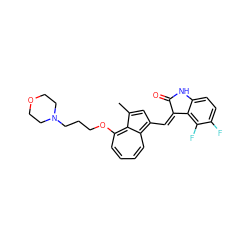 Cc1cc(/C=C2\C(=O)Nc3ccc(F)c(F)c32)c2ccccc(OCCCN3CCOCC3)c1-2 ZINC000064540314