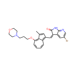 Cc1cc(/C=C2\C(=O)Nc3ncc(Br)cc32)c2ccccc(OCCCN3CCOCC3)c1-2 ZINC000064548831