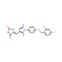 Cc1cc(/C=C2\NC(=O)NC2=O)c(C)n1-c1ccc(OCc2ccc(Cl)cc2Cl)cc1 ZINC000015012543