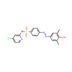 Cc1cc(/N=N/c2ccc(S(=O)(=O)Nc3cc(Cl)ccn3)cc2)cc(C)c1O ZINC000103283673