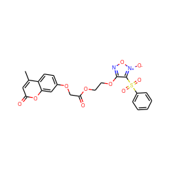 Cc1cc(=O)oc2cc(OCC(=O)OCCOc3no[n+]([O-])c3S(=O)(=O)c3ccccc3)ccc12 ZINC000299833355