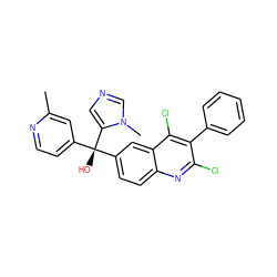 Cc1cc([C@@](O)(c2ccc3nc(Cl)c(-c4ccccc4)c(Cl)c3c2)c2cncn2C)ccn1 ZINC000219644086