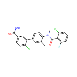 Cc1cc(-c2cc(C(N)=O)ccc2Cl)ccc1N(C)C(=O)c1c(F)cccc1Cl ZINC000221913784