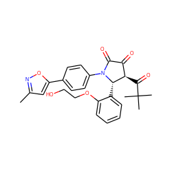 Cc1cc(-c2ccc(N3C(=O)C(=O)[C@@H](C(=O)C(C)(C)C)[C@@H]3c3ccccc3OCCO)cc2)on1 ZINC000169695015