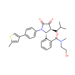 Cc1cc(-c2ccc(N3C(=O)C(=O)[C@@H](C(=O)C(C)C)[C@@H]3c3ccccc3C(=O)N(C)CCO)cc2)cs1 ZINC000169696723