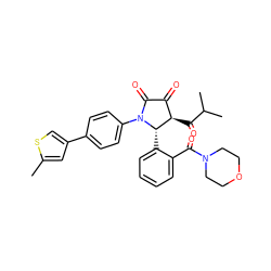 Cc1cc(-c2ccc(N3C(=O)C(=O)[C@@H](C(=O)C(C)C)[C@@H]3c3ccccc3C(=O)N3CCOCC3)cc2)cs1 ZINC000169696583